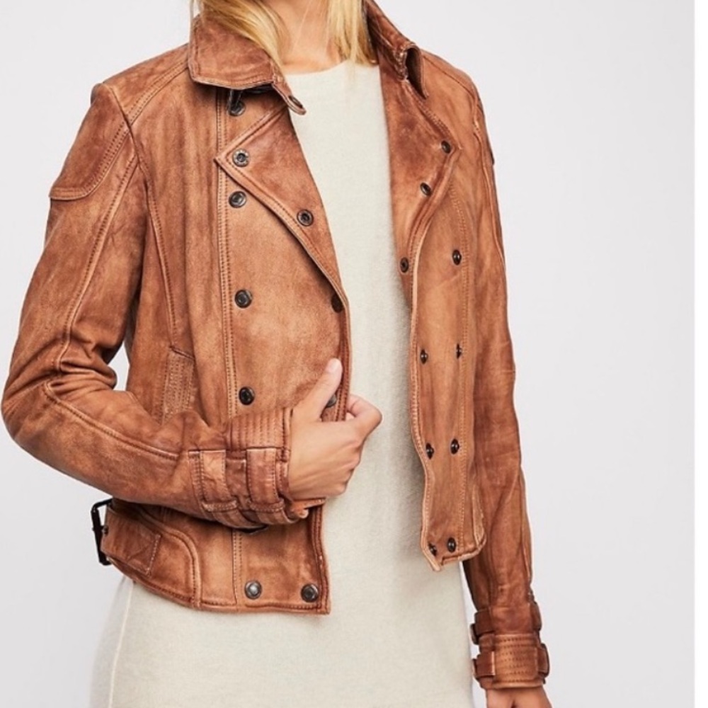 NEW Free People Avis Lamb Leather Moto Jacket Z52-4 - Picture 2 of 7